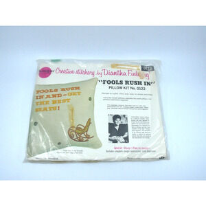 PARAGON Needlecraft Pillow Kit FOOLS RUSH IN Creative Stitchery DIANTHA FIELDING